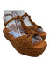 Ulla Johnson Shoe Size 37 Tan Brown Leather Upper Suede Woven T Strap Sandals Tan Brown / 37