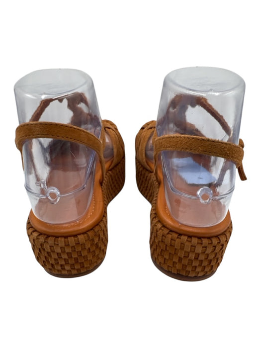 Ulla Johnson Shoe Size 37 Tan Brown Leather Upper Suede Woven T Strap Sandals Tan Brown / 37