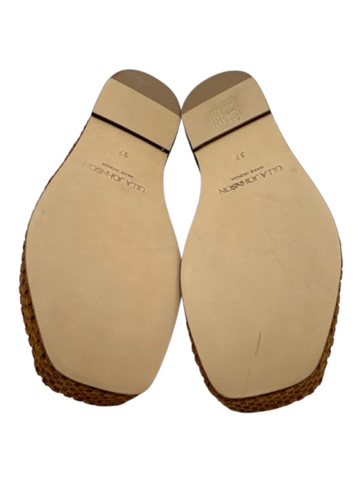 Ulla Johnson Shoe Size 37 Tan Brown Leather Upper Suede Woven T Strap Sandals Tan Brown / 37