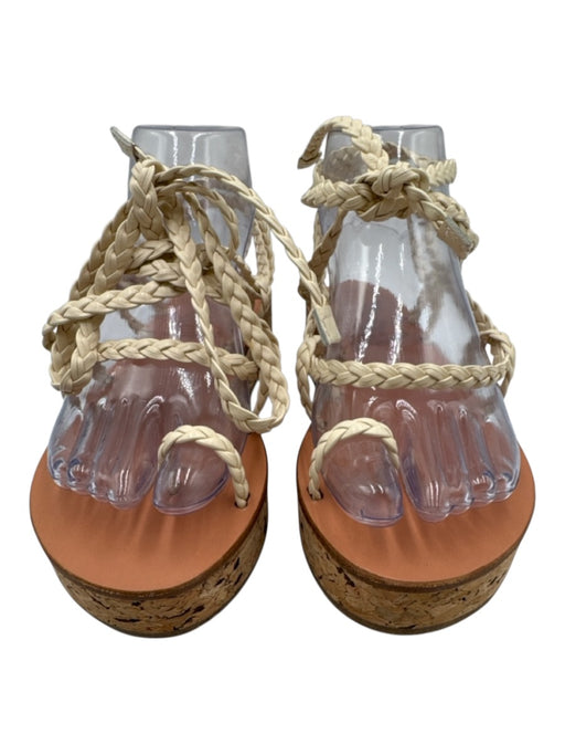 Ancient Greek Sandals Shoe Size 37 Cream White Leather Upper Wrap Ankle Sandals Cream White / 37