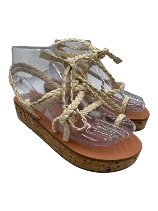 Ancient Greek Sandals Shoe Size 37 Cream White Leather Upper Wrap Ankle Sandals Cream White / 37