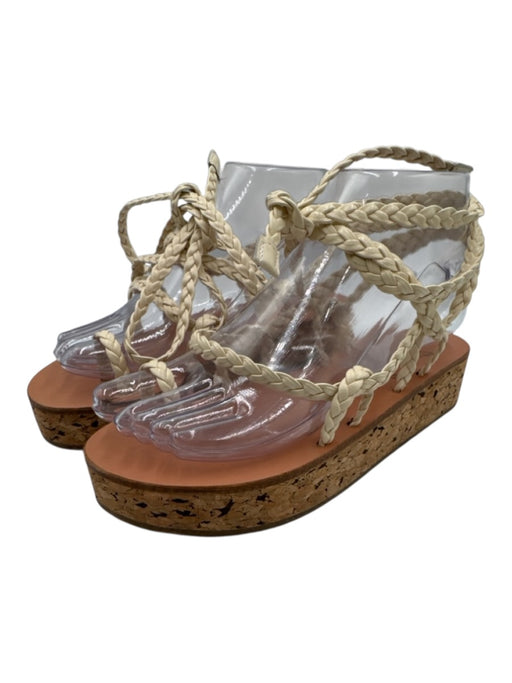 Ancient Greek Sandals Shoe Size 37 Cream White Leather Upper Wrap Ankle Sandals Cream White / 37