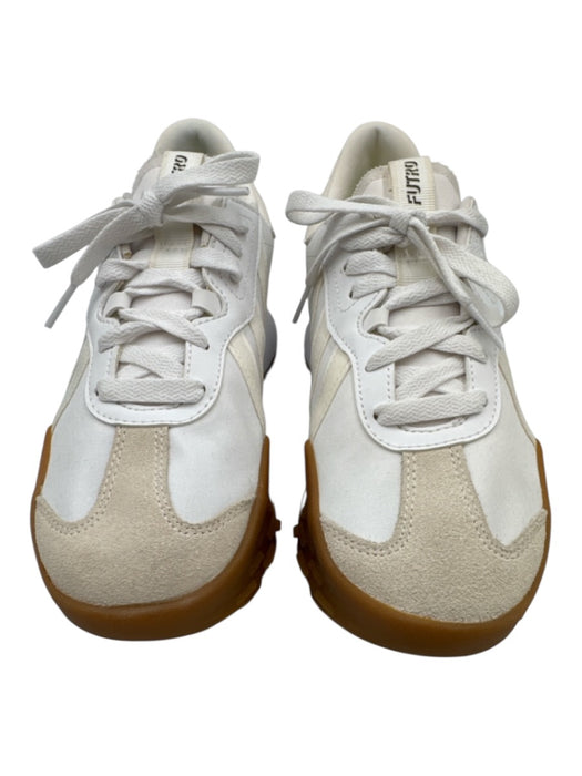 Adidas Shoe Size Est 6.5 White & Beige textile upper Suede Detail T Toe Sneakers White & Beige / Est 6.5