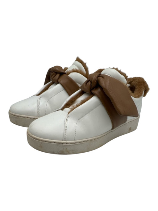 Alexandre Birman Shoe Size 36 White & Brown Leather Upper Knot Detail Sneakers White & Brown / 36