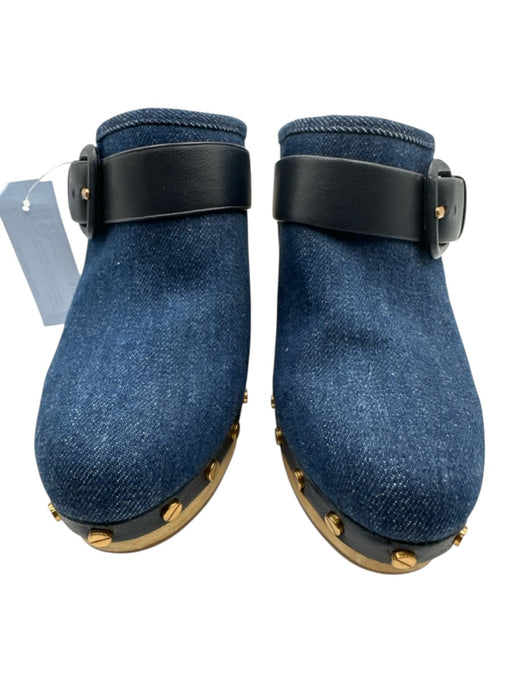 Veronica Beard Shoe Size 6.5 Dark Wash textile upper Denim Buckle Detail Clogs Dark Wash / 6.5