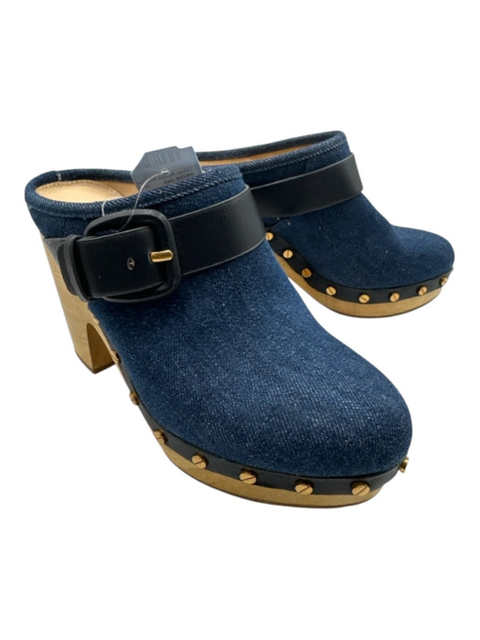 Veronica Beard Shoe Size 6.5 Dark Wash textile upper Denim Buckle Detail Clogs Dark Wash / 6.5