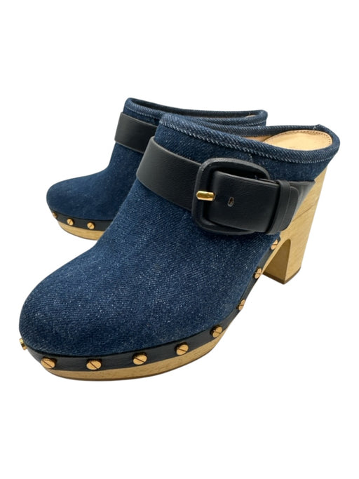 Veronica Beard Shoe Size 6.5 Dark Wash textile upper Denim Buckle Detail Clogs Dark Wash / 6.5