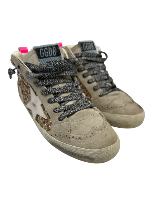 Golden Goose Shoe Size 36 Greige, Gold & Pink Leather Upper Mid Top Sneakers Greige, Gold & Pink / 36