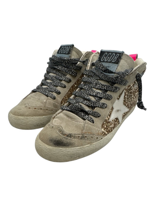 Golden Goose Shoe Size 36 Greige, Gold & Pink Leather Upper Mid Top Sneakers Greige, Gold & Pink / 36