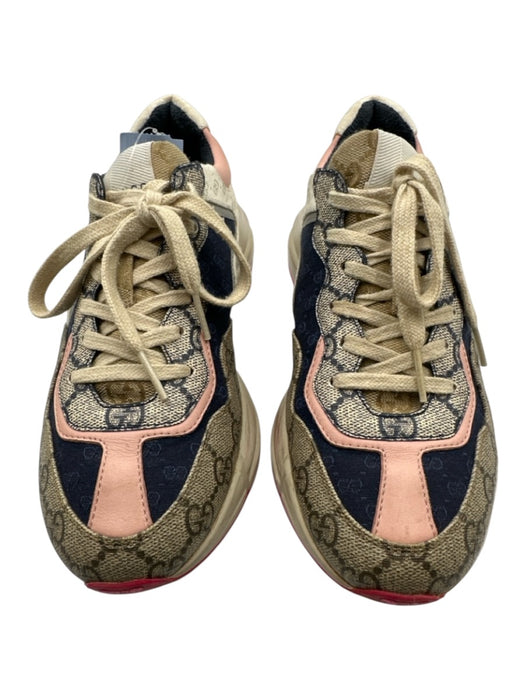 Gucci Shoe Size 37 Navy Blue, Cream & Brown textile upper Guccissima Sneakers Navy Blue, Cream & Brown / 37