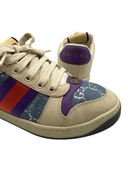 Gucci Shoe Size 37 Cream White, Blue & Purple Leather & Textile Upper Sneakers Cream White, Blue & Purple / 37