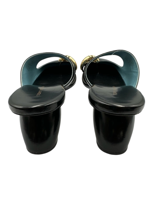 Tory Burch Shoe Size 6.5 Black & Gold Tone Leather Upper Metal Detail Mules Black & Gold Tone / 6.5