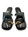 Tory Burch Shoe Size 6.5 Black & Gold Tone Leather Upper Metal Detail Mules Black & Gold Tone / 6.5