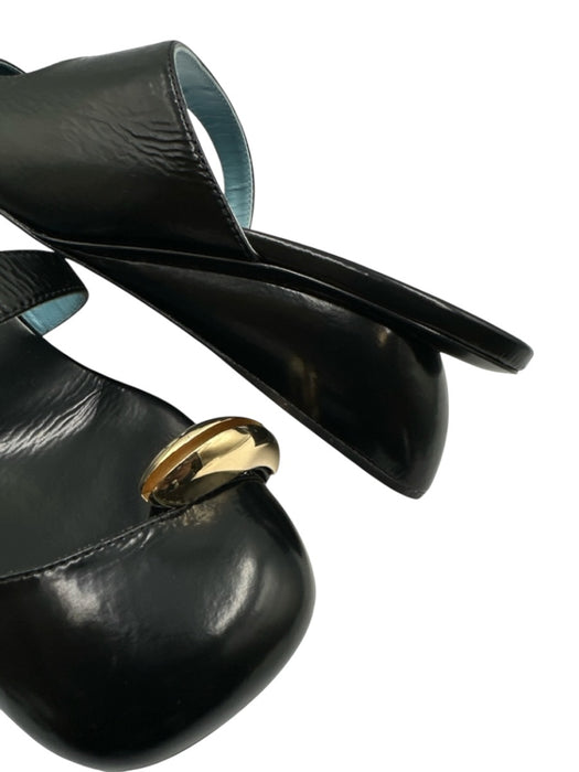 Tory Burch Shoe Size 6.5 Black & Gold Tone Leather Upper Metal Detail Mules Black & Gold Tone / 6.5