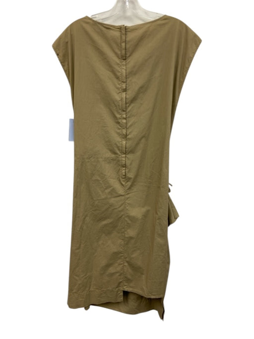 Hache Size 38 Khaki Beige Cotton Sleeveless Tie Side Apron Detail Back Zip Dress Khaki Beige / 38