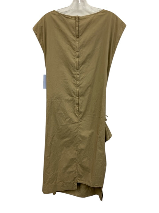 Hache Size 38 Khaki Beige Cotton Sleeveless Tie Side Apron Detail Back Zip Dress Khaki Beige / 38