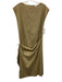 Hache Size 38 Khaki Beige Cotton Sleeveless Tie Side Apron Detail Back Zip Dress Khaki Beige / 38