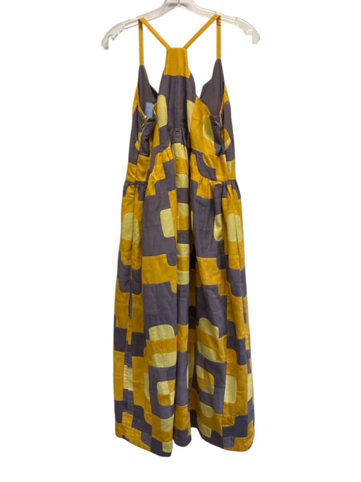 Sea New York Size XS Purple & Yellow Cotton Sleeveless Geometric Patchwork Dress Purple & Yellow / XS