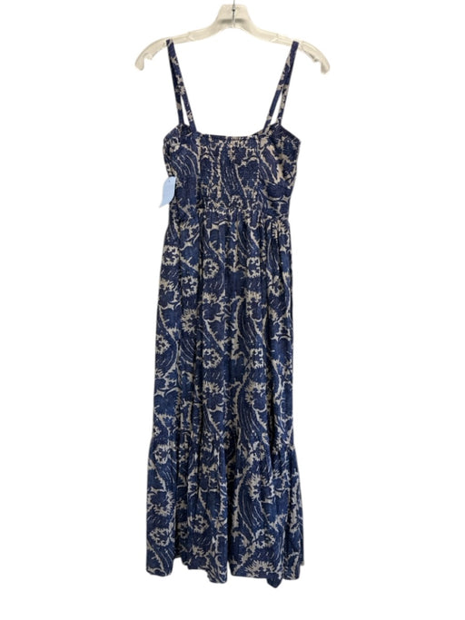 Ulla Johnson Size 0 Blue & Cream Beige Cotton Blend Abstract Print Dress Blue & Cream Beige / 0