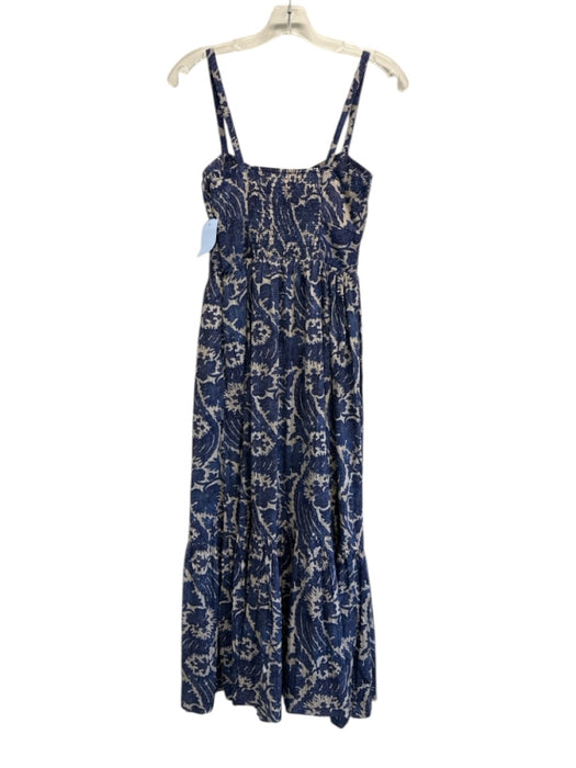 Ulla Johnson Size 0 Blue & Cream Beige Cotton Blend Abstract Print Dress Blue & Cream Beige / 0