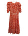 ME+EM Size 2 Orange & White Cotton Abstract Botanical Print 1/2 Sleeve Dress Orange & White / 2