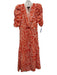 ME+EM Size 2 Orange & White Cotton Abstract Botanical Print 1/2 Sleeve Dress Orange & White / 2