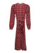 Doen Size XS Red, White & Blue Cotton Plaid Long Sleeve V Neck Segmented Dress Red, White & Blue / XS