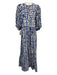 Hunter Bell Size XS Blue, Purple & Yellow Cotton Abstract Print Grid Dress Blue, Purple & Yellow / XS