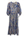 Hunter Bell Size XS Blue, Purple & Yellow Cotton Abstract Print Grid Dress Blue, Purple & Yellow / XS