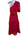 Farm Rio Size XS Pink & Red Polyester One Shoulder Lattice Overlay Floral Dress Pink & Red / XS