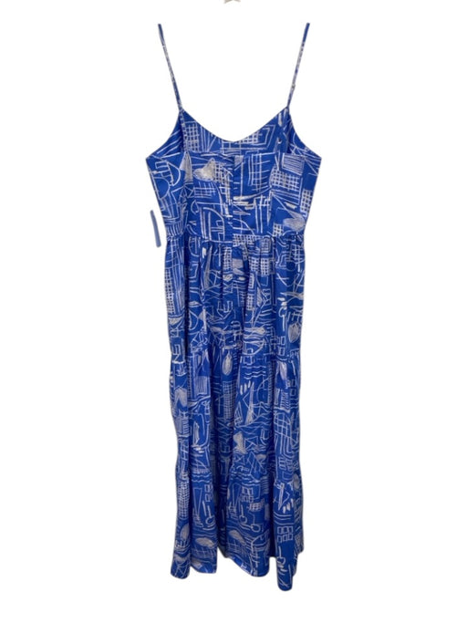 Hunter Bell Size 4 Blue & White Cotton Doodle Print Spaghetti Strap Dress Blue & White / 4