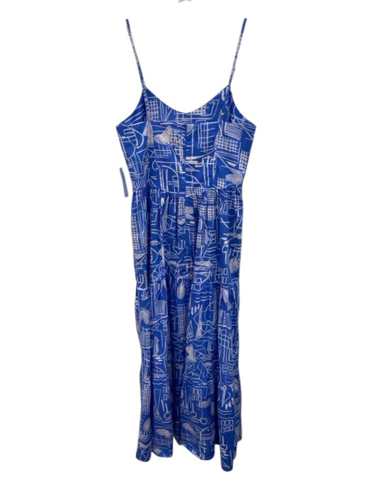 Hunter Bell Size 4 Blue & White Cotton Doodle Print Spaghetti Strap Dress Blue & White / 4