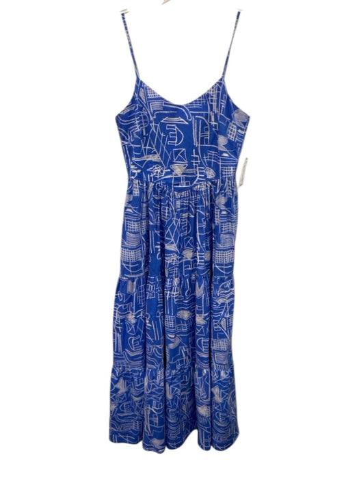 Hunter Bell Size 4 Blue & White Cotton Doodle Print Spaghetti Strap Dress Blue & White / 4