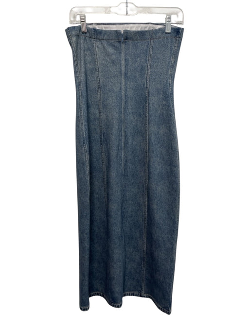 Rag & Bone Size 2 Dark Wash Rayon Blend Strapless Denim Print Paneled Dress Dark Wash / 2