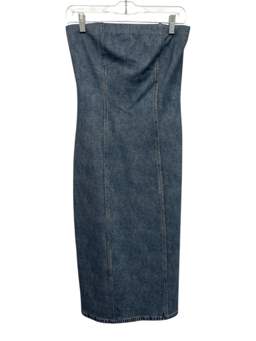 Rag & Bone Size 2 Dark Wash Rayon Blend Strapless Denim Print Paneled Dress Dark Wash / 2