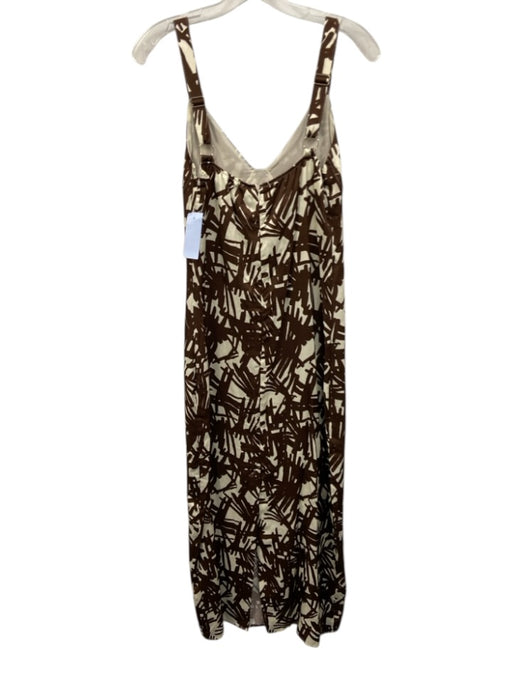 Rag & Bone Size 0 Brown & Cream Viscose Sleeveless Satin Abstract Print Dress Brown & Cream / 0