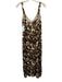 Rag & Bone Size 0 Brown & Cream Viscose Sleeveless Satin Abstract Print Dress Brown & Cream / 0