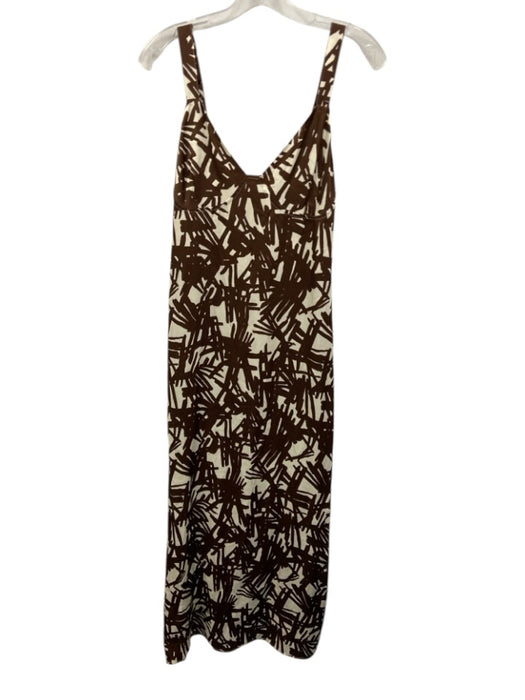 Rag & Bone Size 0 Brown & Cream Viscose Sleeveless Satin Abstract Print Dress Brown & Cream / 0