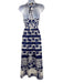 Borgo De Nor Size 8 Navy Blue & White Cotton Blend Lace Detail Sleeveless Dress Navy Blue & White / 8