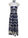 Borgo De Nor Size 8 Navy Blue & White Cotton Blend Lace Detail Sleeveless Dress Navy Blue & White / 8