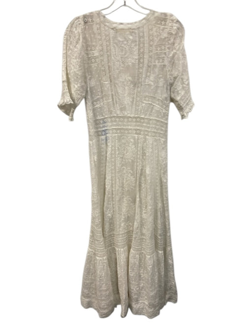 Loveshackfancy Size 2 Cream White Cotton Embroidered Lace Button Front Dress Cream White / 2