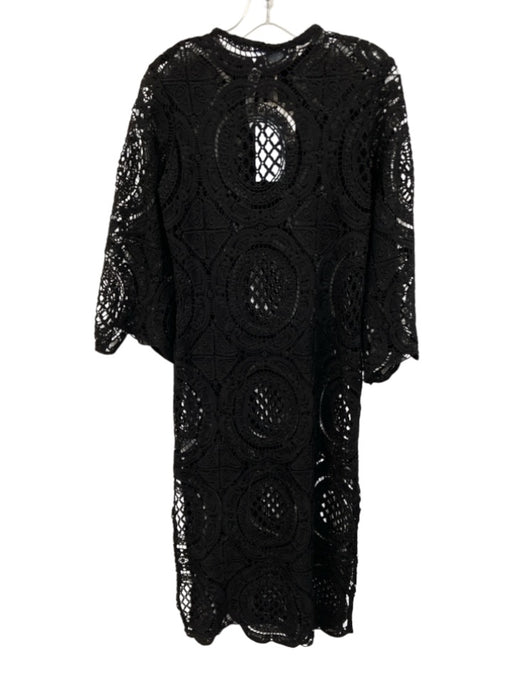 Antonio Melani Size XS Black Polyester Long Flare Sleeve Open Lace Coverup Dress Black / XS