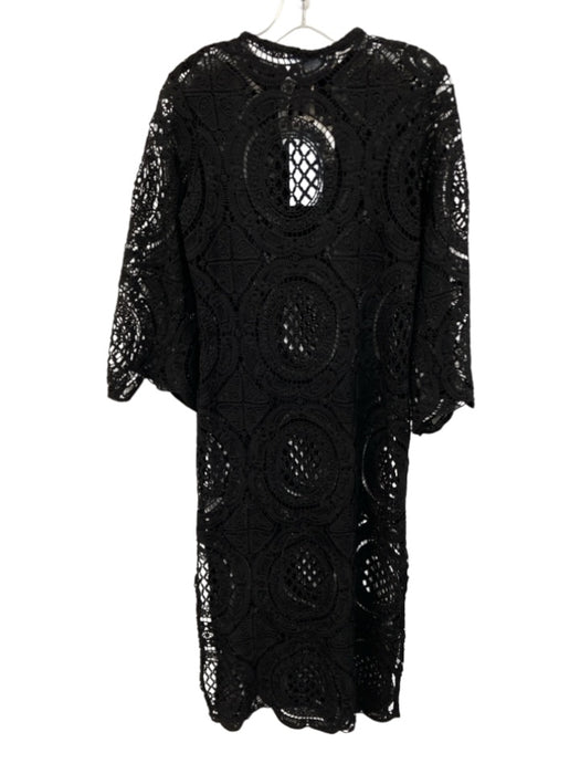 Antonio Melani Size XS Black Polyester Long Flare Sleeve Open Lace Coverup Dress Black / XS