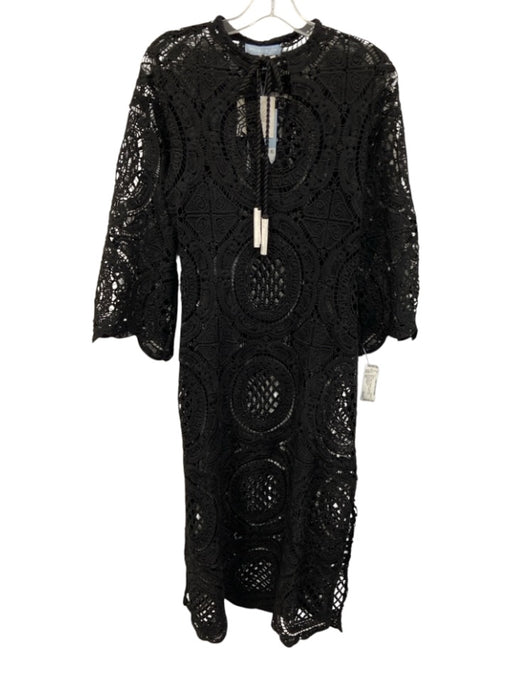 Antonio Melani Size XS Black Polyester Long Flare Sleeve Open Lace Coverup Dress Black / XS