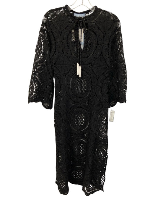 Antonio Melani Size XS Black Polyester Long Flare Sleeve Open Lace Coverup Dress Black / XS