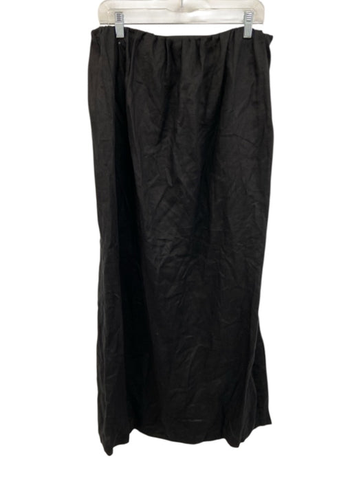 Babaton Size S Black Linen Strapless Elastic Top Gathered Side Slit Dress Black / S