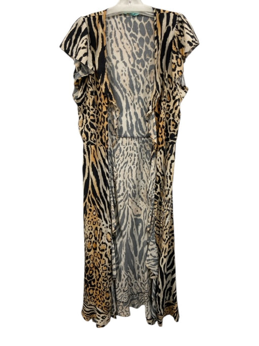 Melissa Odabash Size XS Black & Orange Viscose Tiger Print Leopard Print Dress Black & Orange / XS