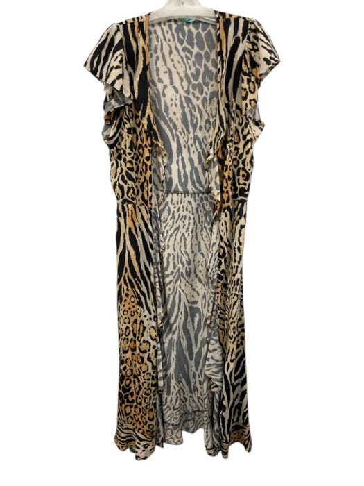 Melissa Odabash Size XS Black & Orange Viscose Tiger Print Leopard Print Dress Black & Orange / XS