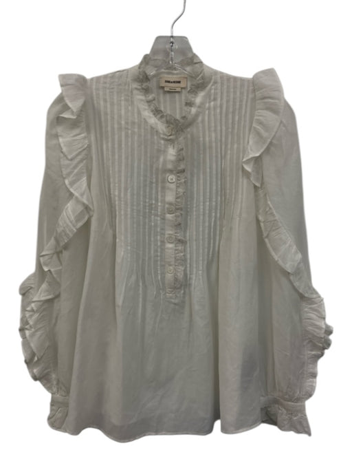Zadig & Voltaire Size XS Cream White Cotton Blend Long Balloon Sleeve Top Cream White / XS