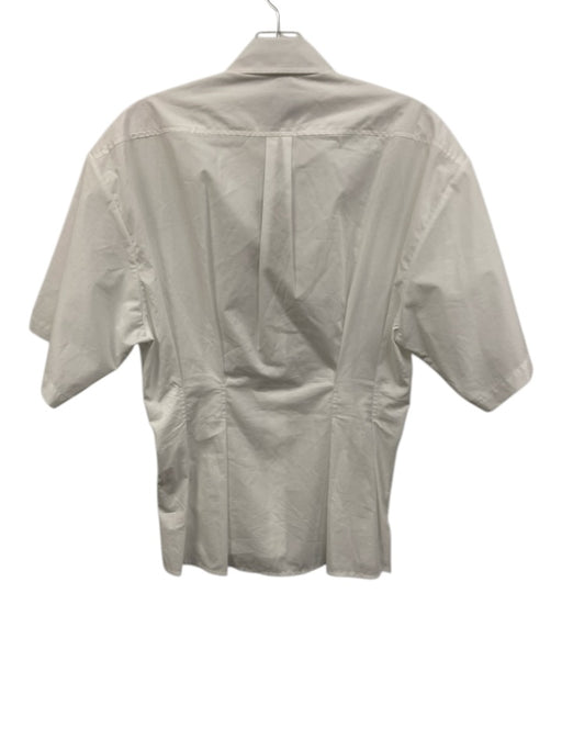 Rachel Comey Size XS White Cotton 1/2 Sleeve Button Up Pleated Waist Top White / XS